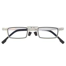 DIDINSKY Graduierte Zusammenklappbare Lesebrille für Männer und Frauen. Presbyopie-Brille mit Metallrahmen und Blaulichtschutzgläsern. Graphite +1.5 - MET SQUARE von DIDINSKY