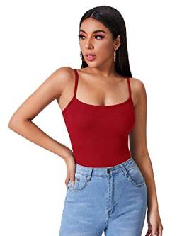 DIDK Damen Basic Cami Top Tanktops Camisole Slim Fit Sommershirt T-Shirt Spaghettiträger Oberteil Rot S von DIDK