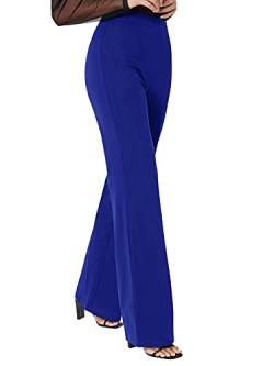 DIDK Damen Palazzo Hose Schlaghose Breites Bein Lang Hosen Hohe Taile Elegant Geradehose mit Reißverschluss Königsblau Tall XL von DIDK