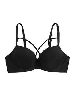 DIDK Damen Push Up BH Bra Tops mit Bügel Klassische BHS Bustier Top Set Bralettes Unterwäsche Dessous Schwarz L von DIDK