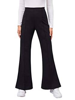 DIDK Damen Schlaghose Elastischer Bund Casual Lange Hosen Palazzo Anzughose Büro Pants Hohe Taille Schwarz L von DIDK