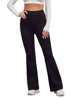 DIDK Damen Schlaghose Yogahose Elastischer Bund Strick Sporthose Jogginghose Casual Lange Hosen Sweathose Schwarz L von DIDK