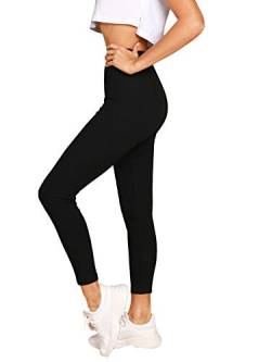 DIDK Damen Sportlich Leggings Stricken Reine Leggings Sweathose Mit Hoher Taille Geripptem Strick Sporthose Schwarz L von DIDK