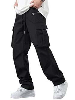 DIDK Herren Hosen Cargohose Locker Pants Männer Jogger Cargo Hosen Sporthose Workoutpant mit Tunelzug und Seitetaschen Schwarz L von DIDK