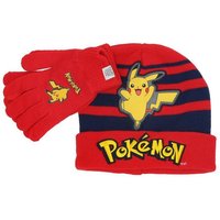 DIFUZED Strickmütze Pokemon Winter Mütze + Handschuhe Kinder Jungen Strickmütze gestreift (2-St) von DIFUZED