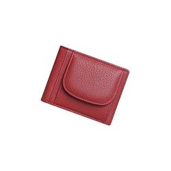 DIGJOBK Damen-Geldbörse aus Leder mit Münzfach, Vintage-Stil, Rotes Echtleder, Geldbörse mit Kartenhalter, einfarbig, Einheitsgröße von DIGJOBK
