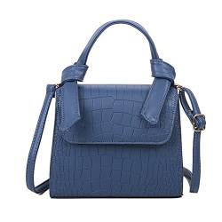 DIGJOBK Damen-Handtaschen mit Muster, PU-Leder, Crossbody-Tasche für Damen, quadratisch, Schulterhandtaschen, Reise-Umhängetasche, blau, 20x8x17cm von DIGJOBK