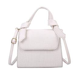 DIGJOBK Damen-Handtaschen mit Muster, PU-Leder, Crossbody-Tasche für Damen, quadratisch, Schulterhandtaschen, Reise-Umhängetasche, weiß, 20x8x17cm von DIGJOBK