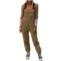 Damen Overall Aus Fuzzy Overalls Damen Winter Sherpa Latzhose Latzhose Winter Latzhosen Loose Fit Latzhose Plüsch und dicke Jumpsuit Verstellbare Riemen von DIJX