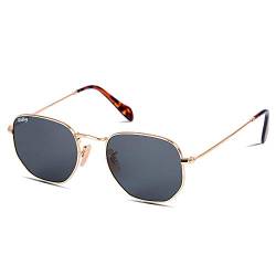 DIKLEY Mode Square Polygon Rechteckig Sonnenbrille Damen Herren Metall Rahmen Verspiegelte Glass Linsen Unisex Brille von DIKLEY