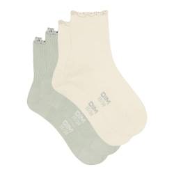 Dim Modal-Socken Kurze Fantasy Damen x2, Creme/Grün, 35-38 von DIM