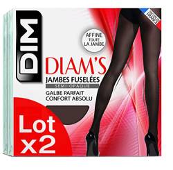 Dim Strumpfhosen Komfort Diam's Halbtransparent Damen x2, Black, XL von DIM