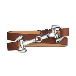 DIMACCI Trensen-Armband Kalbsleder | Favorit Kollektion in Cognac Silber-Optik aus Edelstahl | Schmuck für Reiter-Frauen in Geschenk-Box von DIMACCI