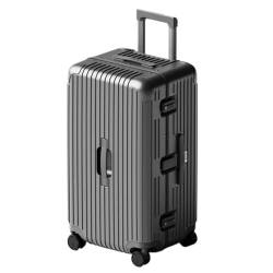 DINGYanK Koffer Gepäck, verdickter und Stabiler Aluminiumrahmen-Koffer, Herren- und Damen-Trolley, codierter Lederkoffer Suitcase (Color : Gray, Size : 26in) von DINGYanK