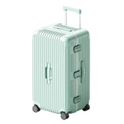 DINGYanK Koffer Gepäck, verdickter und Stabiler Aluminiumrahmen-Koffer, Herren- und Damen-Trolley, codierter Lederkoffer Suitcase (Color : Green, Size : 24in) von DINGYanK