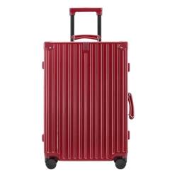 DINGYanK Koffer Retro Trolley Case Universal Rad Aluminium Rahmen Gepäck 20 Zoll Boarding Case Herren Gepäck Damen Suitcase (Color : Red, Size : 26in) von DINGYanK