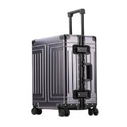 DINGYanK Koffer Vollaluminium-Magnesiumlegierungs-Metallkoffer, Trolley-Koffer, Hartschalenkoffer, Gepäck-Check-in-Koffer for Herren Und Damen Suitcase (Color : Gray, Size : 20in) von DINGYanK