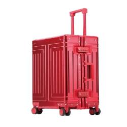 DINGYanK Koffer Vollaluminium-Magnesiumlegierungs-Metallkoffer, Trolley-Koffer, Hartschalenkoffer, Gepäck-Check-in-Koffer for Herren Und Damen Suitcase (Color : Red, Size : 20in) von DINGYanK