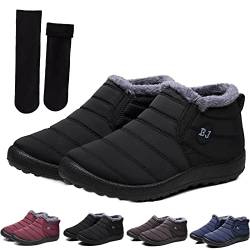 DINNIWIKL Boojoy Winter Boots, Pelzfutter wasserdichte Slip On Outdoor Warme Stiefeletten, Boojoy Stiefel für Herren und Damen (Schwarz, 39 EU) von DINNIWIKL