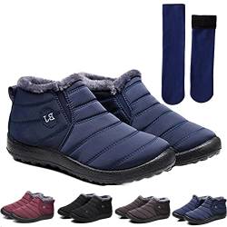 DINNIWIKL Boojoy Winterstiefel, Pelzfutter wasserdichte Slip On Outdoor Warme Stiefeletten, Boojoy Stiefel für Herren und Damen (Dunkelblau, 41 EU) von DINNIWIKL