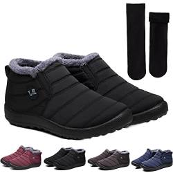 DINNIWIKL Boojoy Winterstiefel, Pelzfutter wasserdichte Slip On Outdoor Warme Stiefeletten, Boojoy Stiefel für Herren und Damen (Schwarz, 42 EU) von DINNIWIKL