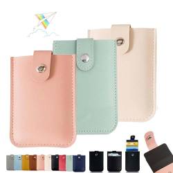 DINNIWIKL Cardcarie - Pull-Out Card Organizer, Personalized Snap Closure Leather Organizer Pouch, Ultra-Thin Multi-Card Stackable Pull-Out Card Holder -Easy Access (3PCS-B) von DINNIWIKL