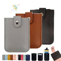 DINNIWIKL Cardcarie - Pull-Out Card Organizer, Personalized Snap Closure Leather Organizer Pouch, Ultra-Thin Multi-Card Stackable Pull-Out Card Holder -Easy Access (3PCS-C) von DINNIWIKL