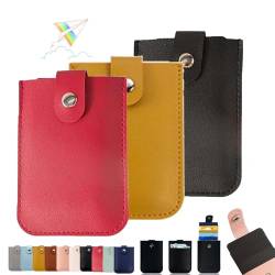 DINNIWIKL Cardcarie - Pull-Out Card Organizer, Personalized Snap Closure Leather Organizer Pouch, Ultra-Thin Multi-Card Stackable Pull-Out Card Holder -Easy Access (3PCS-E) von DINNIWIKL