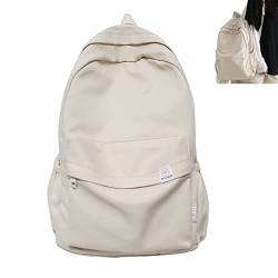 DINNIWIKL Kawaii Backpack Aesthetic Backpacks Back To School, Sage Green Backpack, Solid Nylon Cloth Large Capacity Bookbags (beige) von DINNIWIKL