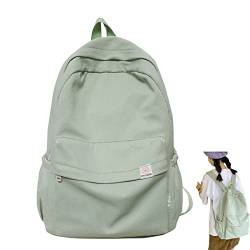 DINNIWIKL Kawaii Backpack Aesthetic Backpacks Back To School, Sage Green Backpack, Solid Nylon Cloth Large Capacity Bookbags (green) von DINNIWIKL