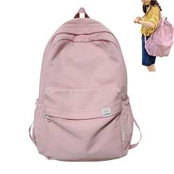 DINNIWIKL Kawaii Backpack Aesthetic Backpacks Back To School, Sage Green Backpack, Solid Nylon Cloth Large Capacity Bookbags (pink) von DINNIWIKL