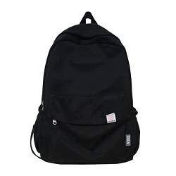 Kawaii Backpack Aesthetic Backpacks Back To School, Sage Green Backpack, Solid Nylon Cloth Large Capacity Bookbags (black) von DINNIWIKL