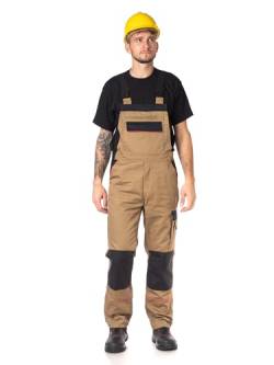 DINOZAVR Fortum Latzhose Herren - Lange Arbeitshose - Schutz-Latzhose mit Cordura - Arbeitslatzhose Herren Khaki 62 von DINOZAVR