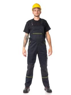 DINOZAVR Fortum Latzhose Herren - Lange Arbeitshose - Schutz-Latzhose mit Cordura - Arbeitslatzhose Herren Schwarz 56 von DINOZAVR