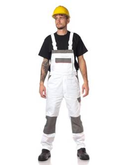 DINOZAVR Fortum Latzhose Herren - Lange Arbeitshose - Schutz-Latzhose mit Cordura - Arbeitslatzhose Herren Weiß 46 von DINOZAVR