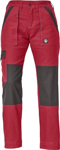 DINOZAVR Max Neo Damen Arbeitshose - Multi Taschen Baumwolle Atmungsaktiv Hose - Rot/Schwarz 46 von DINOZAVR