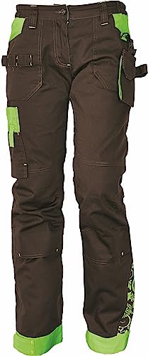 DINOZAVR Yowie Damen Arbeitshose - Stretch Multi Taschen Moderne Outdoorhose - Braun/Grün 36 von DINOZAVR