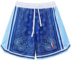 DIOTSR Herren Athletic Basketball Shorts, Casual Fashion Paisley Shorts, Mesh Gym Workout Shorts mit Taschen, blau, Klein von DIOTSR