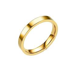 MAGIIE Titan Ringe Damen 3mm Titan Poliert Schmal Ringe Ringe Damen Gold Verlobungsringe Ehering Hochzeitsringe (Gold, 52) von DIPIUS