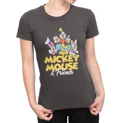 DISNEY Mickey Mouse T-Shirt für Frauen | Frauen Mickey Mouse Kleidung | Mickey Mouse Geschenke | Offizielles Mickey Mouse Merchandise Grau Large von DISNEY