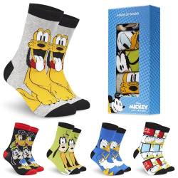 DISNEY Socken Herren, Lustige Socken Herren, 5er Pack Bunte Socken Herren Set Mickey Mouse Baby Yoda Mandalorian Boba Fett (Mehrfarbig Goofy) von DISNEY