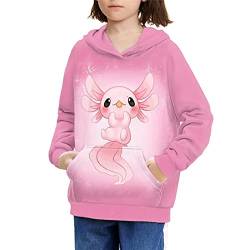 DISNIMO Niedliche Hoodies für Kinder Jungen Mädchen Jugendliche, Langarm Sweatshirt Pullover mit Tasche 6-16 Jahre, Cute Axolotl 5, 116 von DISNIMO