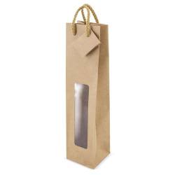 DISOK Tasche mit Fenster aus Kraftpapier für Flaschen, 1 l. - Weinbeutel, Original, schöne Papier, Karton, braun, Kraftpapier., braun, wassertaschen von DISOK