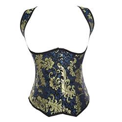 DISSA Damen Große Größen Schnürt Sich Corsage Korsett Unterbrust G-String Top Korsett Stahl entbeint,C608,Blau,XXL von DISSA