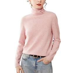 DISSA Damen Kaschmir Pullover Rosa Rollkragen Langarm Strickpullover Damen Kaschmir Wolle Einfarbige Relaxed Dünner Pullover,40,SPR2266 von DISSA