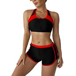 DISSA Damen Racerback Bikini Set Elastische Rot Zweiteiliger Badebekleidung für Frauen Bademode,L,S0107 von DISSA