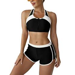 DISSA Damen Racerback Bikini Set Elastische Weiß Zweiteiliger Badebekleidung für Frauen Bademode,L,S0107 von DISSA