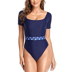 DISSA Damen Surfen Badeanzug Elastische Blau Einteiliger Badebekleidung für Frauen Bademode,XXL,S9036 von DISSA