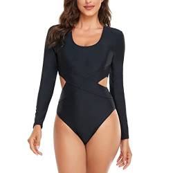 DISSA Damen Surfen Badeanzug Elastische Schwarz Einteiliger Badebekleidung für Frauen Bademode,XXL,S0026 von DISSA