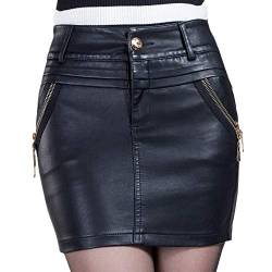 DISSA FS336 Damen Kunstleder Rock Große Größe Bleistiftröcke Mini Röcke Leder Rock,Schwarz,4XL von DISSA